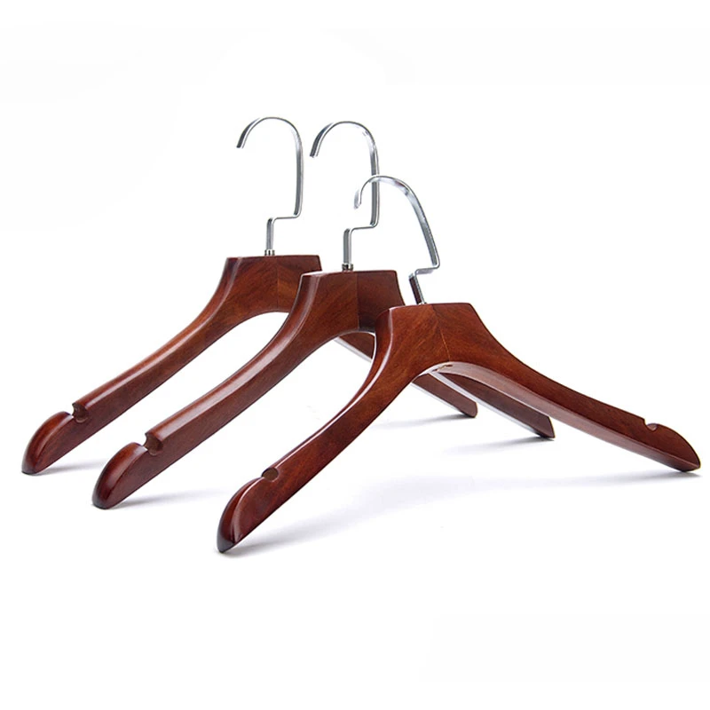 Jacket and Suit Hanger with Non-Slip Wooden hanger and Velvet hanger with Swivel Hook