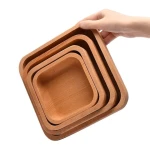 Japanese Cuisine Tableware Party Serving Tray Party Food Trays Containers Wood Square Modern Wooden Platters Plate Dish Polished