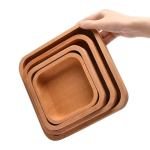 Japanese Cuisine Tableware Party Serving Tray Party Food Trays Containers Wood Square Modern Wooden Platters Plate Dish Polished