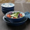 Japanese Style Fish Pattern Ceramic Rice Dish Plate Under Glazed Dinnerware