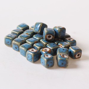 Jewelry accessories Ceramic beads 10mm flower glaze square beads DIY loose beads