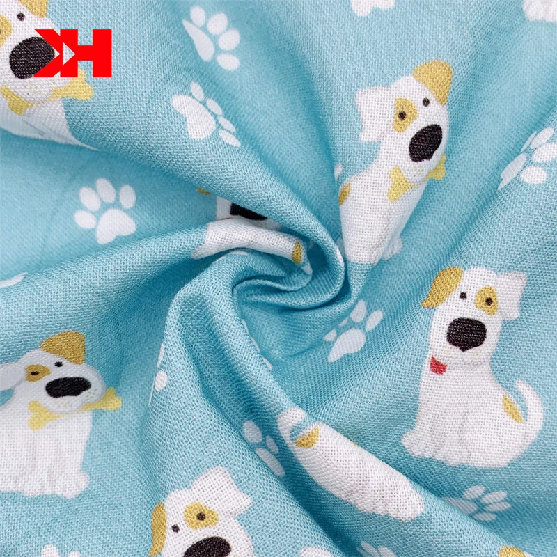 Kahn wholesale cheap price 145gsm custom dog paw woven cotton textile printed fabric 100 cotton fabric roll