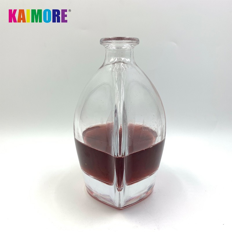 Kaimore 700ml High Quality Flat Round Transparent Empty Glass Wine Bottle For Whisky Tequila Brandy