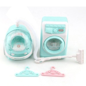 Kids Role Play Pretend Household Miniature Furniture Toy Electric Vacuum Cleaner + Washing Machine Toy Furniture Set