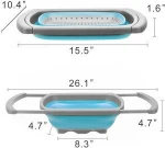 Kitchen Collapsible Colander, Over The Sink Strainer With Steady Base For Standing, 6-quart Capacity, Dishwasher-Safe, BPA Free