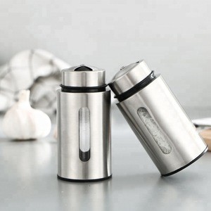 Kitchen stainless steel spice seasoning shaker bottle with top rotatable shaker