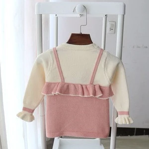 Knitted sweater bowtie false two-piece baby pullover sweater