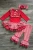 Import lace ruffle long pants fall stripe red trousers girl boutique outfit set from China