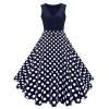Lady Sleeveless Midi Dot Prom Dress Plus Size Elegant Vintage Evening Women Dress Elegante Vestidos