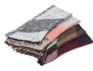 lady winter fringe wool cashmere plain knitted scarf shawls