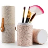 Large Round Cylinder Tube Leather PU  makeup brush holder leather case Makeup Brush Holder