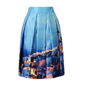 Latest Fashion Design High Waisted Girl Ruffle Skirt Sublimation Printed A Line Woman Clothing Broadcloth Fabric Skirt For Lady