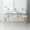 Light Luxury Metal Frame High Chair Bar Stool with Footrest and Backrest for Dining Room Coffee Shop