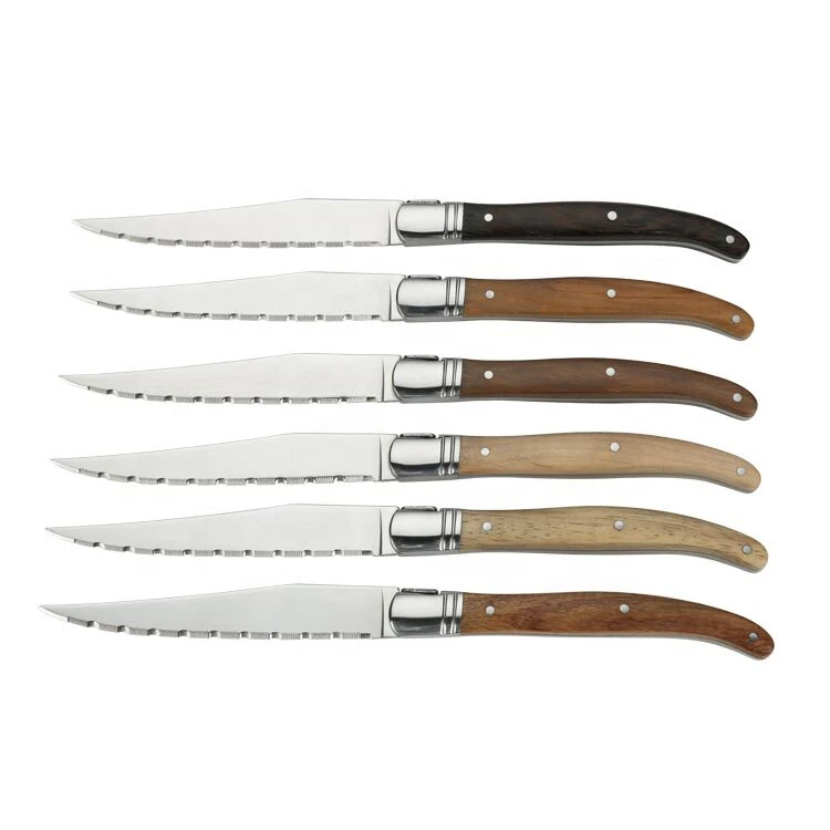 Low MOQ  cuterly set and Short Delivery time  stainless steel head  and wood handle steak knife