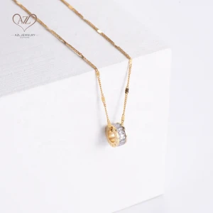 luxury 24k gold diamond zodiac round zircon pendant necklace fine jewelry for women