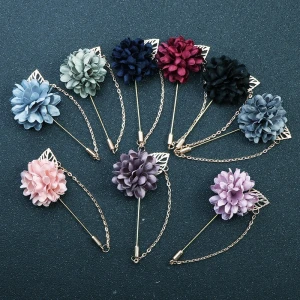Luxury Designer Flower Long Needle Handmade Brooch Pins Brooch With Chain