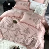 Luxury Egyptian Cotton Flowers Embroidery Duvet Cover Bed Sheet Linen Pillowcases