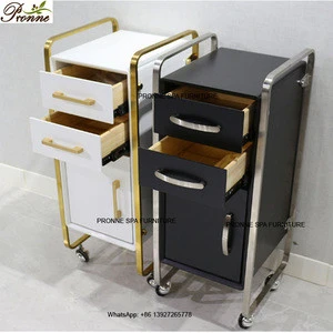 luxury hair salon barber shop gold cabinet storage hair dressing trolley cart