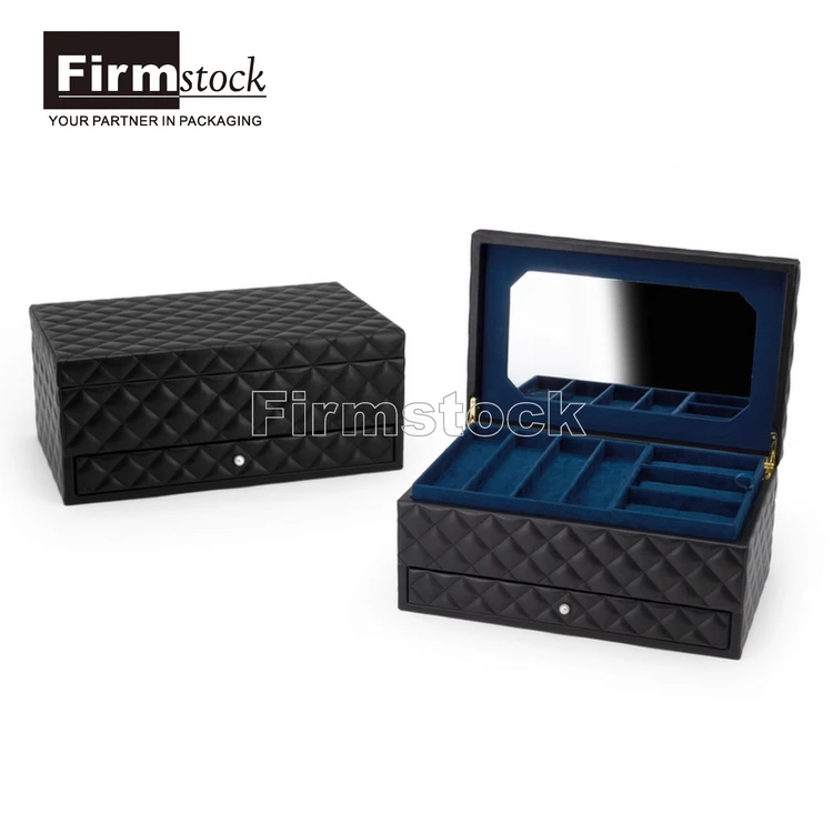 Luxury MDF PU Leather Anti-Tarnish Velvet Fashionable Collection Case Cosmetic Jewelry Storage Box