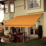 Manual Retractable Patio Awning with Black Frame, 13x10 Ft Exterior Sunshade Outdoor Canopy