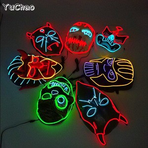 Masquerade masks Led el wire flashing scary mask party carnival mask for neon Cosplay party ,Halloween