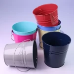Metal Buckets With Handle Colored Custom Mini Iron Flower Plant Pots Basket Metallic Durable Pails For Party Holiday