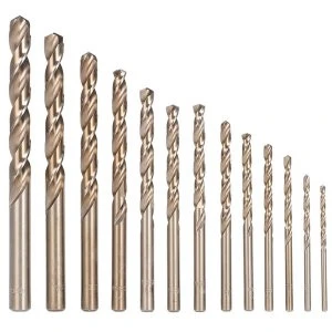 Metric M35 Cobalt Steel Extremely Heat Resistant Twist Drill Bits with Straight Shank Set of 13pcs to Cut Through Hard Metals Su