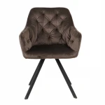 Modern Cozy Durable Elastic Armchair Restaurant Home Kitchen Chair Brown Velvet Fabric Dining Room Chairs With Anti-slip Pads