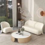 Modern living room furniture sofa set modern couch White flannelette hotel beauty salon sofa