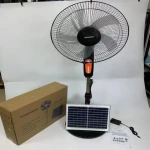 multifunctionelectric charging rechargeable fan with lithium battery power led light standing table fans solar panels charger