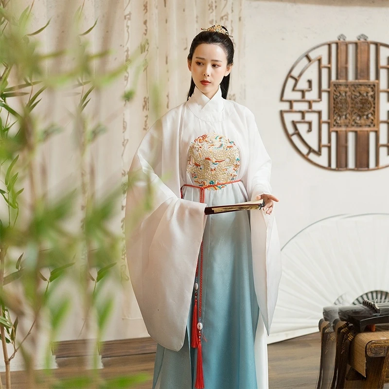 National Ming Dynasty Robe Gown Hanfu with round collar Chinese traditional clothes hanfu