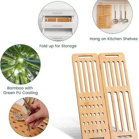 Buy Natural Custom Expandable Bamboo Drain Rack Multi-functional Roll ...