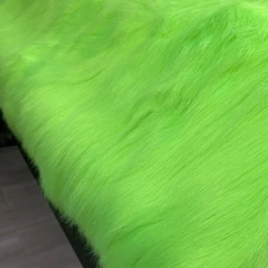 Neon Green Color Long Pile 100mm Luxury Acrylic Polyester Faux Fur Fabric Thailand High Quality