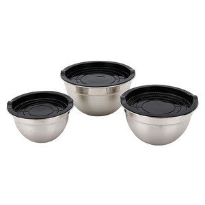 new arrival stainless steel mixing bowl set with black silicone bottom
