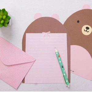 new Cute cartoon Bear large gift letter paper envelope set diy stationery