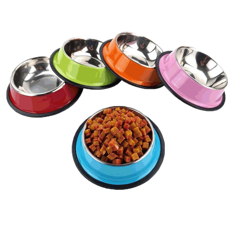 New Design high quality double wall vacuum stainless steel  Rubber Base cat Dog Food Bowl Pet bowl