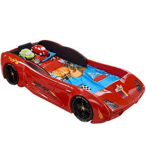 New design king full size racing kids bed children bedroom furniture ABS plastic sport race car bed with light