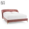 New design luxury style pink velvet fabric soft bed with metal feet for hotel room, also can be used for home furniture.
