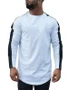 New Design  mens gym wear round collars long stripe sleeves color sleeve T shirts in stock /OEM Custom ts-322