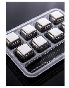 New design Square Stainless Steel Ice Cube with tong
