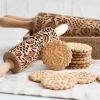 New Dog Christmas Deer Wooden Rolling Pin Embossing Baking Cookies Noodle Biscuit Fondant Cake Dough Patterned Roller Snowflake