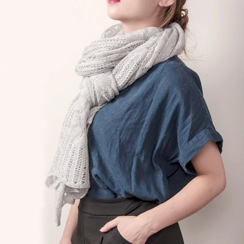 New Fashion Winter 100% Pure Cashmere Soft Knitted Warm Women Scarf Shawl