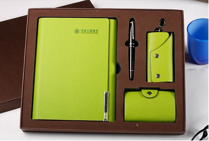 New product ideas 2021 Promotional Items Green Color Notebook Set Gift