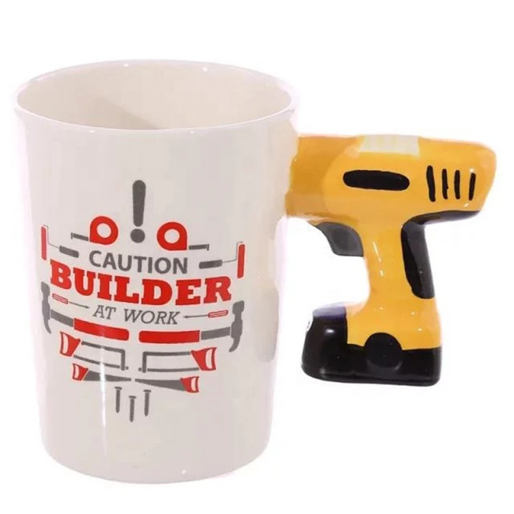 New  products  Creative Electric Drill Shaped with Handle Ceramic  Drinkware Mug