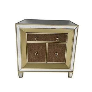 New Style Bedroom Mirrored Fabric Side Table Dresser Chest Furniture