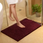 Non Slip Shaggy Chenille Bath Mat for Bathroom Rug Microfiber Water Absorbent Bath Mat