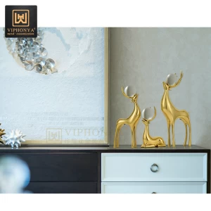 Nordic Style Deer Design Cristal Metal Craft for Home Decoration