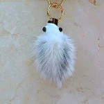 Oem cheap mink fur pom poms keychain