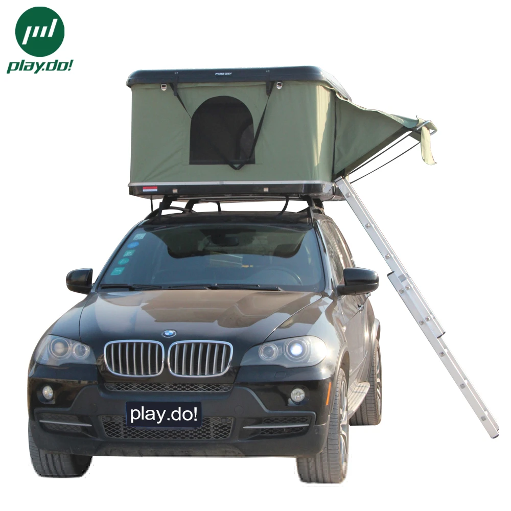 Off Road Adventure Camping Fiberglass Hard Shell Roof Top Tent with Roof Rack