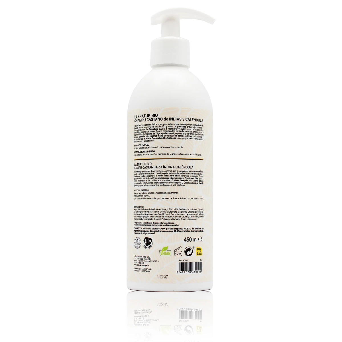 Organic Shampoo Chestnut & Calendula 450ml Private Label Shampoo Vegan Hair Care High Quality Sulfate Free Natural Toning